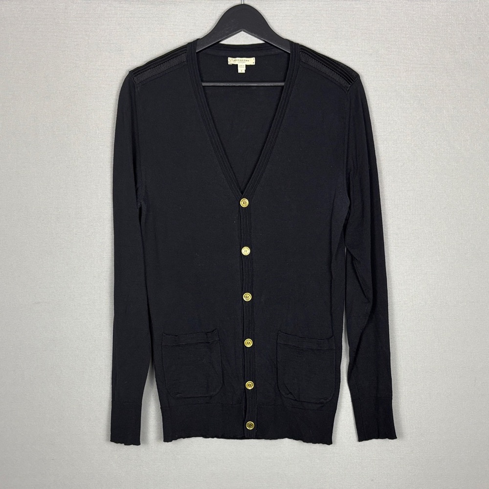 Burberry London Men's Black Wool Cardigan Sweater